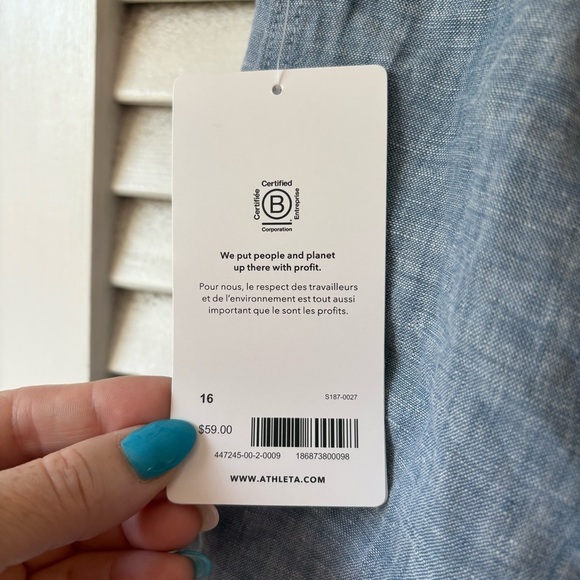 NWT Athleta Cabo Linen 4" Short Chambray Blue size 16 - Picture 7 of 7